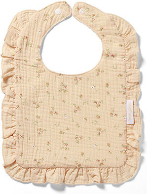 Babyono Muslin Waterproof Bib Made of 100% Cotton with Hook and Loop Fastener Ecru for 0 m+