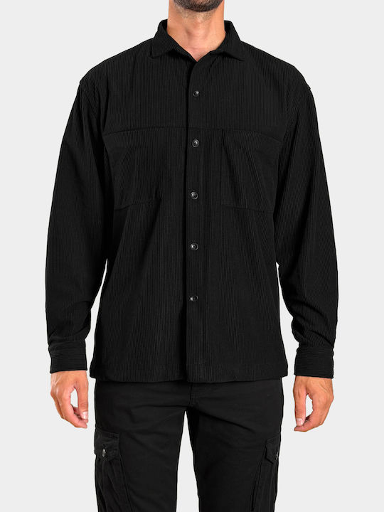3Guys Overshirt Negru Din Catifea Raiată Cu Mân...