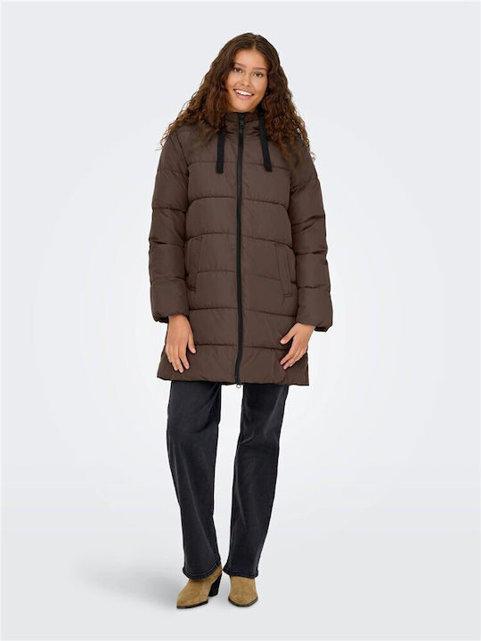Only Long Women's Puffer Jacket Brown