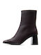 Bordeauxfarbene Damen-Lederstiefeletten