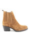 Damen Lederstiefeletten im Cowboy-Stil mit Mittelhohem Absatz in Tabakbraun