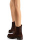 Braune Chelsea-Stiefeletten aus Wildleder für Damen