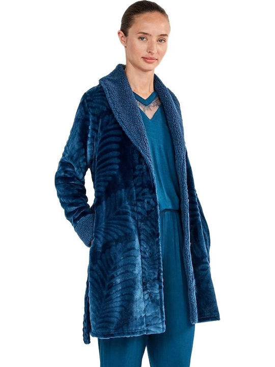 Gisela Winter Women's Fleece Robe Blue