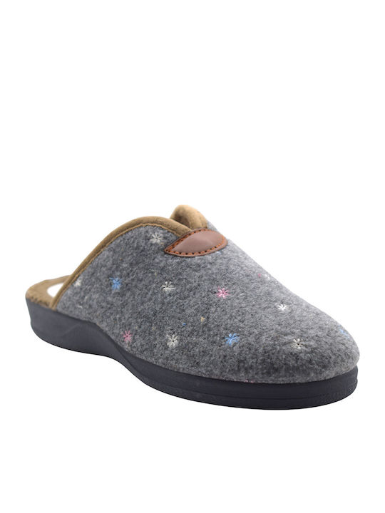 Eq-shoes Ανατομικές Χειμερινές Γυναικείες Παντόφλες Γκρι