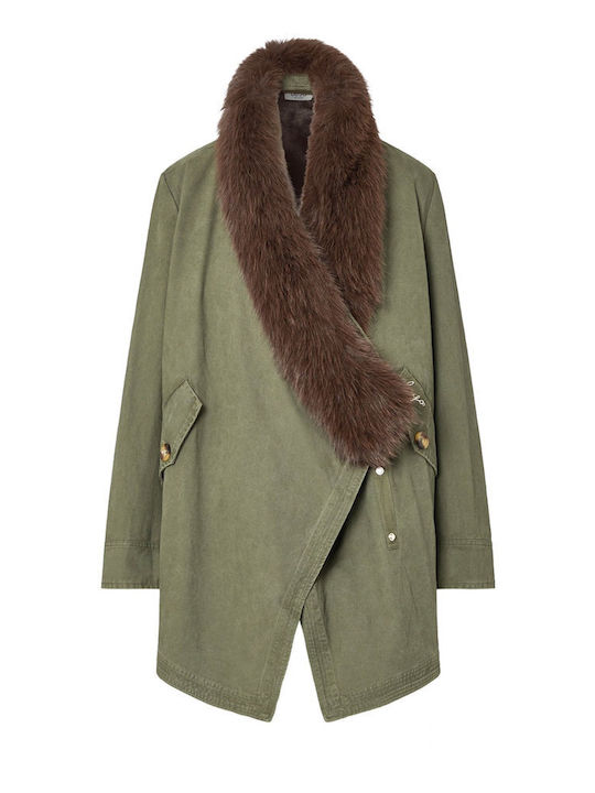 Damen-Parka für den Winter in Olivbraun
