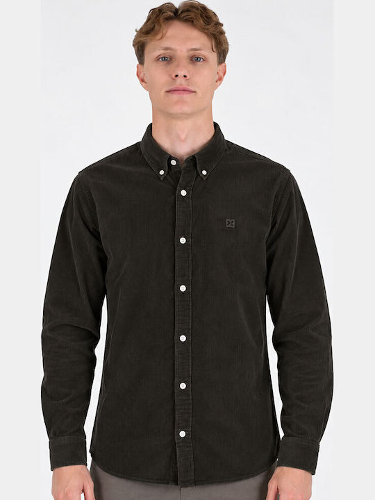 Rebase Long Sleeve Corduroy Slim Fit Shirt in C...