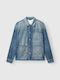 Μακρυμάνικo Τζιν Overshirt σε Κανονική Γραμμή Dark Blue Denim
