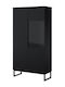 Bücherregal mit LED Velsora 105 Schwarz 80x35x154 cm