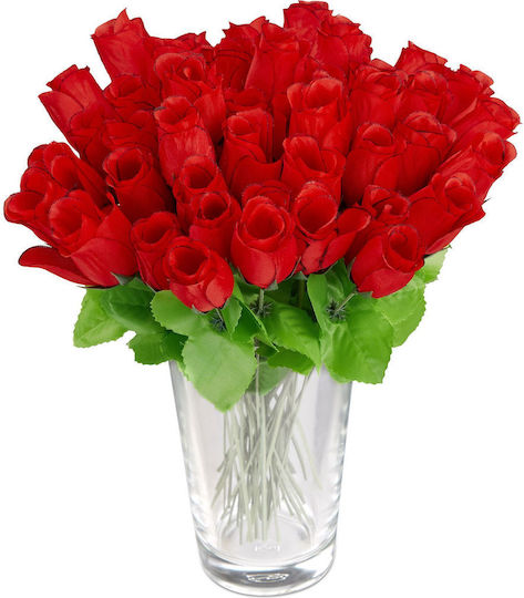 Relaxdays Artificial Roses Set 48 Red Green