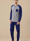 Noidinotte Winter Cotton Men's Pyjamas Grey/Blue