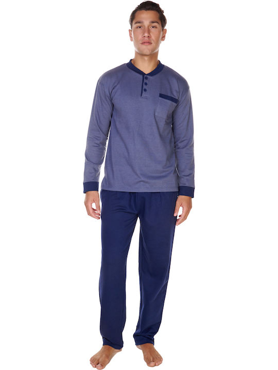 Comfort Pijama de Iarnă pentru Bărbați Albastră
