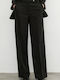 Pantaloni Dama Din Material Cu Elastic Negri