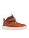 Mid Anatomical Leather Kids Ankle Boots with Laces Orange