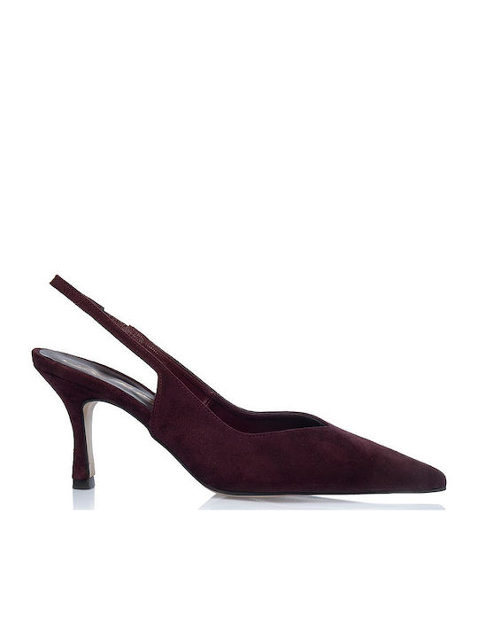 Suede Pumps With Medium Heel Burgundy