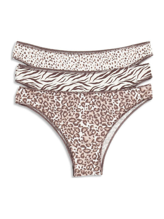 Cotonella Damen Brazilian Slips 3er-Pack Gemustert
