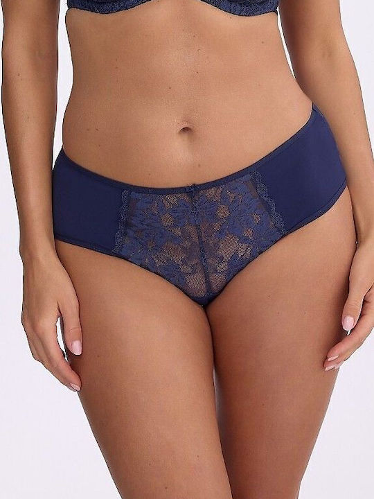 Hochtaillen-Damenslip mit Spitze Blau