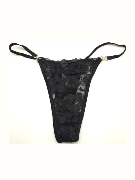 Topaki Damen-String mit Schwarzer Spitze