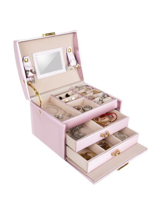 Beautylushh Cutie Pentru Bijuterii cu Sertar și Oglindă Roz 13x13.7x17.5cm