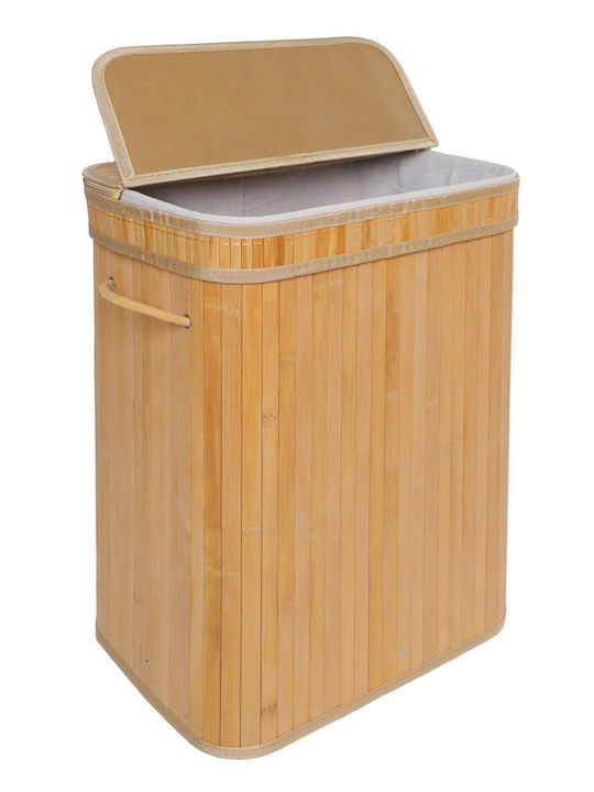 Relaxdays Bamboo Laundry Basket 72 L with Lid 60x40x30 cm White