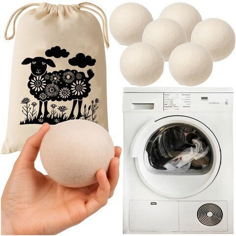 Set 6 Wool Dryer Balls Dryer Aromatherapy Zola Reusable 100% Natural 7.5 Cm Diameter Reduces Drying Time Storage Pouch Cream Set 6 Wool Dryer Balls Dryer Aromatherapy Zola Reusable 100% Natural 7.5 Cm Diameter Reduces Drying Time Storage Pouch Cream