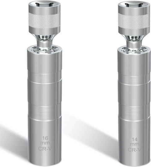 Set Chei Magnetice pentru Bujii 14 Mm 16 Mm 9/16" 5/8" Cu Articulație Cardanică Rotativă la 360° Tubulare cu Pereți Subțiri din Oțel Crom-Vanadiu cu Profil cu 12 Colțuri Compatibile cu Bmw Mini Nissan Antrenare 3/8 Inch