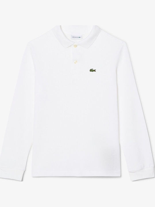 Lacoste Детска риза поло с дълъг ръкав Бяла