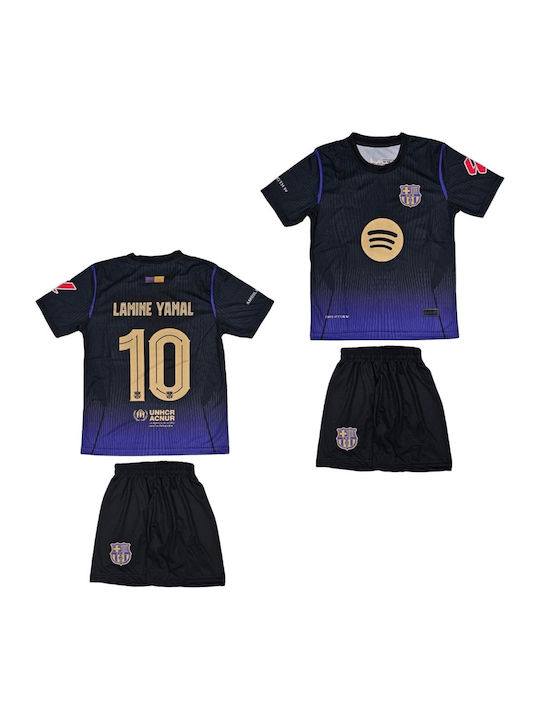 Set pentru Copii de Fotbal Yamal Barcelona '26-'27 Deplasare Negru-Mov Balón De Oro Mov Negru Unisex Copii Ab204