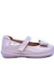 Kids Anatomic Patent Leather Ballerinas with Hook and Loop Closure Beige
