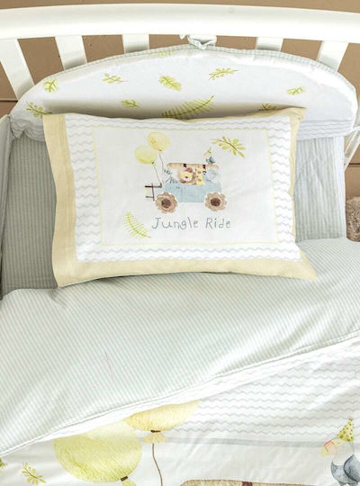 Nima Jungle Ride Set Fețe de Pernă pentru Copii din 100% Bumbac 30x40 cm Alb-Bej