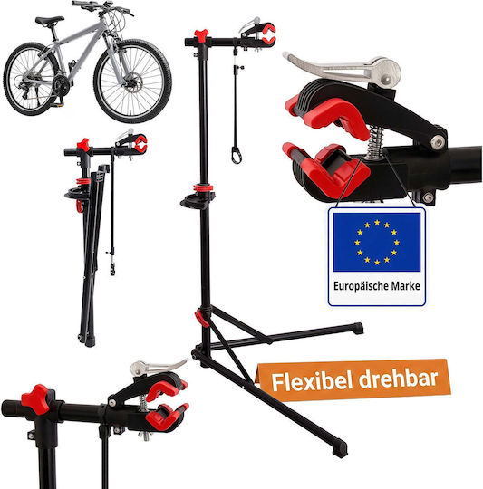Relaxdays Bicycle Repair Stand 10054796_46 Adjustable Telescopic 115–160 Cm 30 Kg Capacity Frame Thickness Up To 75 Mm Magnetic Tray Steel Black Red