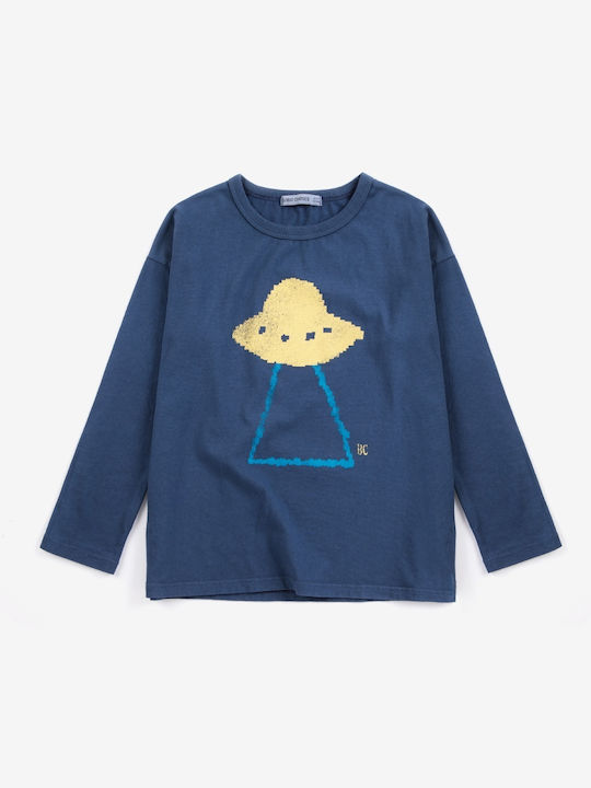 Kinder-Langarmshirt Blau Pixel Abduction