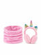 Kinder-Mützenset mit Schal, Fellbesatz, Rosa