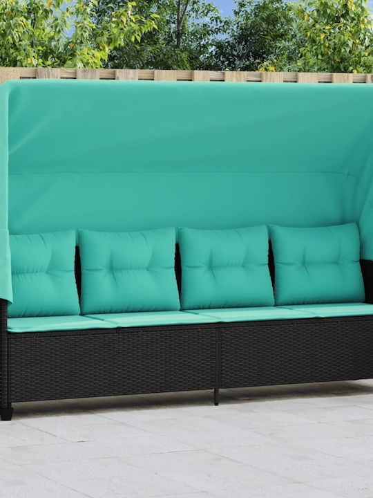 Viersitziges Outdoor-Sofa aus Rattan mit Kissen 200x52,5x140 cm