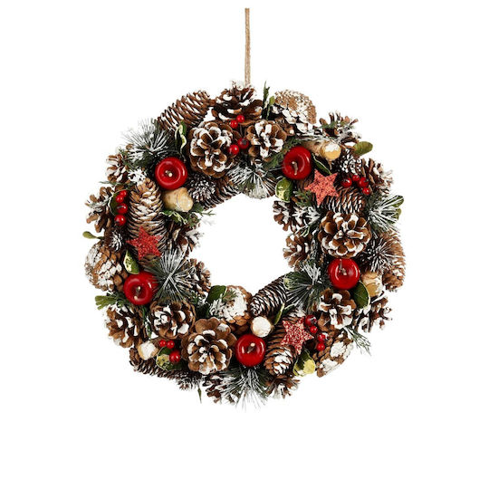 Edelman Christmas Decorative Plastic Wreath with a Diameter of 34 cm, Red