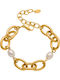 Charmy Damenarmband Kette aus Vergoldetem Stahl mit Perlen