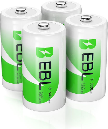Baterii Reîncărcabile EBL de Tip C, Pachet de 4, 1,2 V, Ni-MH, 5000 mAh