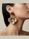 Women's Earrings Gold-Tone Marble Flower Pattern Stones Handmade Product Beige Brown Gold Women 7.5 Cm Ssn202