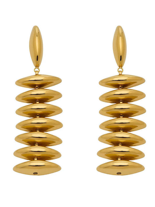 Gold Stainless Steel Earrings 316L Long Statement 8cm E5006