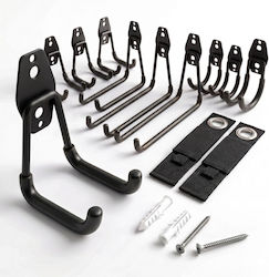 Set 12 Relaxdays Garage Wall Hooks Stainless Steel Black