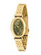 Ovale Damenuhr 23 mm mit Batterieantrieb und goldenem Metallarmband
