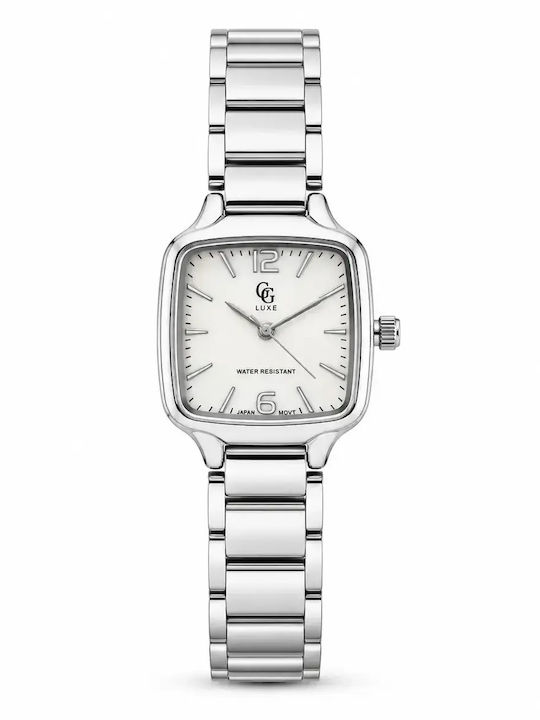 GG Luxe Opaline Ceas Dama 26mm cu Baterie și Brățară din Oțel Argintiu