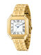 Women's Battery-Powered Watch with Gold Metal Bracelet
