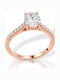 Mentzos 18K Rose Gold Single Stone Ring with Diamond