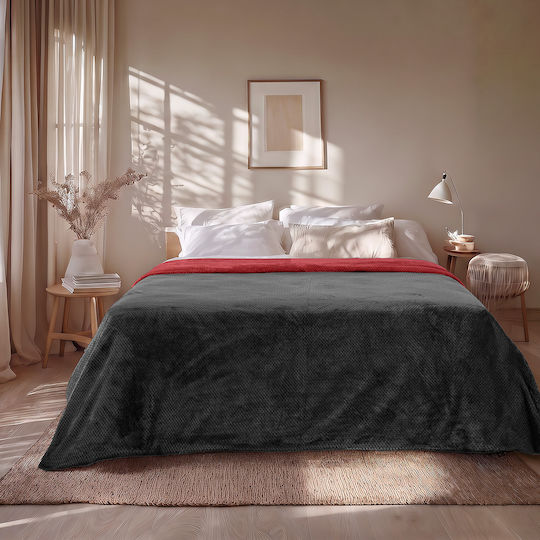 Beauty Home Art 11601 Double Fleece Blanket 220x240 cm Black, Red