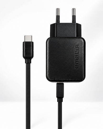 Amaya Încărcător cu Port USB-A și Port USB-C și Cablu USB-C 25W Negru (E113UC)