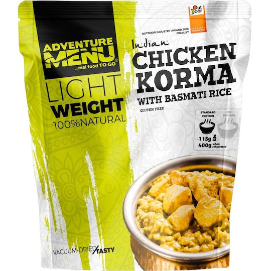 Adventure Menu Masă Liofilizată Cu Pui, Orez și Korma, Porție Mare, 173 G