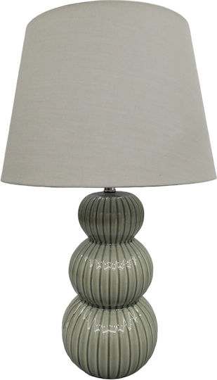 Liberta Ceramic LED Table Lamp with White Shade and Green Base