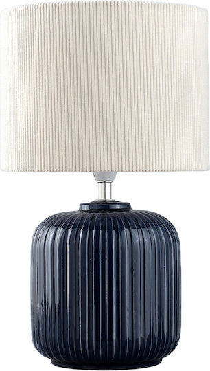 Liberta Ceramic Table Lamp with White Shade and Blue Base