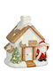 Edelman House Santa Χριστουγεννιάτικο Φωτιζόμενο Διακοσμητικό Σπιτάκι Λευκό Μπαταρίας 16.5x14.5x10cm