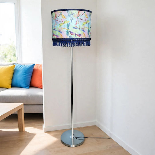 Blue Dragonfly Floor Lamp with E27 Bulb Holder Blue